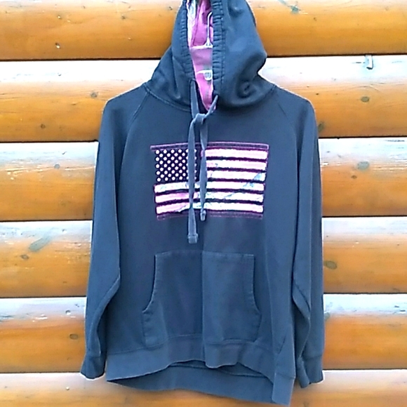 🌲 Realtree HOODIE Sweatshirt PINK FLAG  SZ M VNPLC - Picture 1 of 16